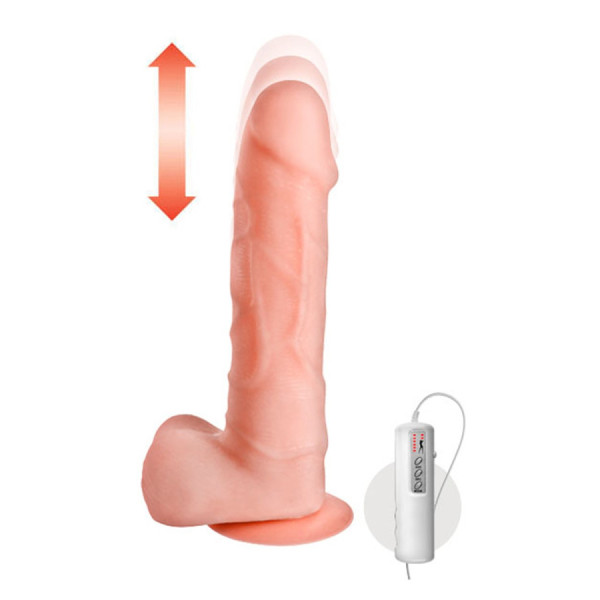 Vibromasseur gode réaliste ventouse et testicules 21 cm va-et-vient avec télécommande 
